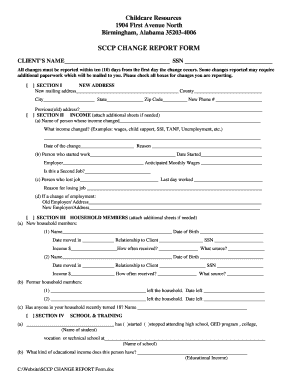SCCP Change Report Form
