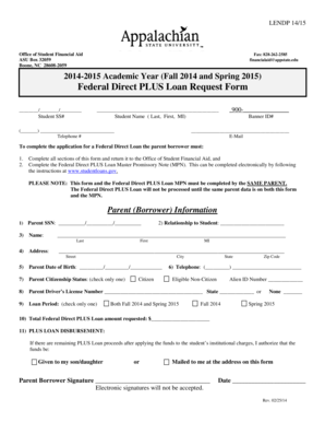 Federal Direct PLUS Loan Request Form