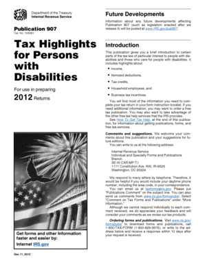 IRS Publication 907 Tax Highlights for Persons with Disabilities