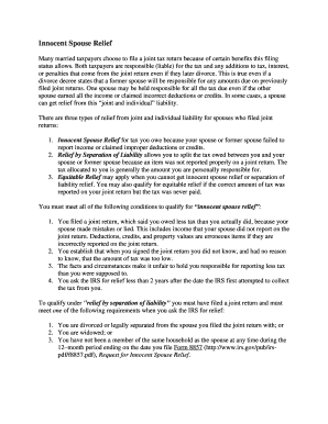 Innocent Spouse Relief Request Form