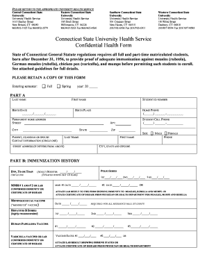 Connecticut State University Health Form