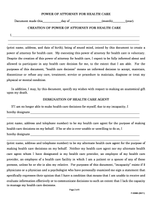 Wisconsin Power of Attorney for Health Care