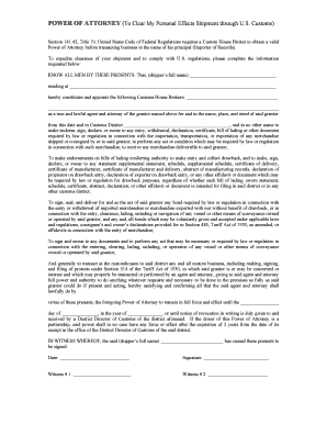 Power of Attorney for Customs Clearance