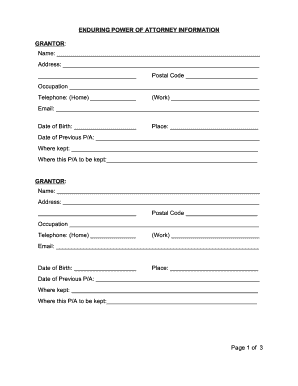 Enduring Power of Attorney Form