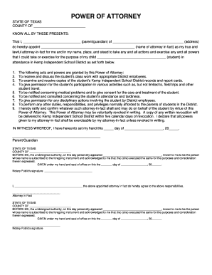 Texas Student Power of Attorney