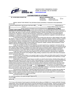 Customs Power of Attorney