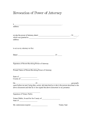 Revocation of Power of Attorney