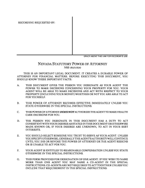 Nevada Statutory Power of Attorney