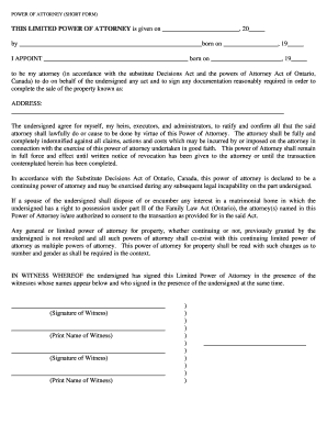 Limited Power of Attorney