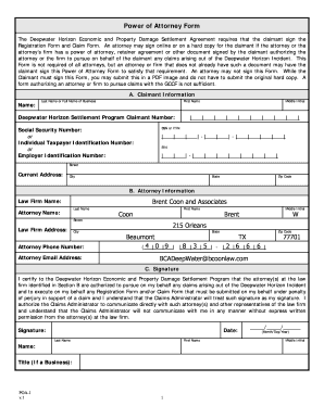 Deepwater Horizon Power of Attorney Form