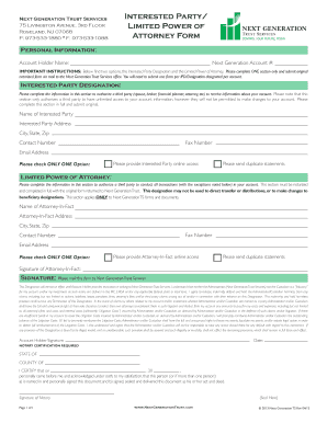 Next Generation Trust Services Limited Power of Attorney Form