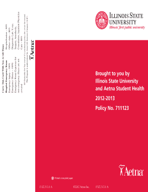 Illinois State University Student Health Insurance Card