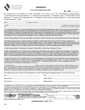 California Real Estate Addendum