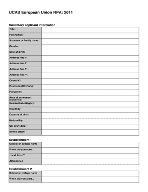UCAS European Union RPA Application Form