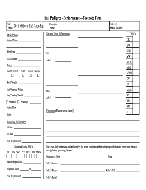 Sale Pedigree Performance Footnote Form