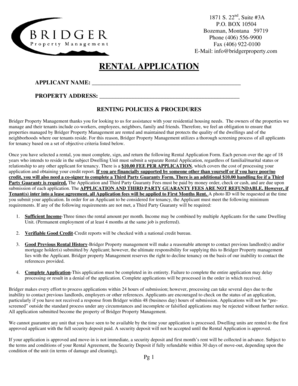 Bridger Property Management Rental Application