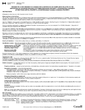 Request by Non-Resident of Canada for Certificate of Compliance