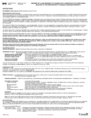 Canada Non-Resident Taxable Property Disposition Form