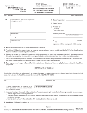 Notice of Registration of Out-of-State Child-Custody Determination (UCCJEA)