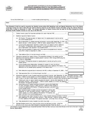 New Hampshire Corporate Business Profits Tax Schedule R