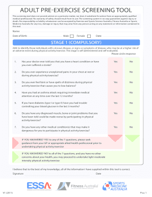 Adult Pre-Exercise Screening Tool