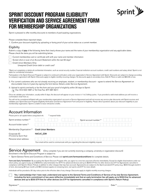 Sprint Discount Program Eligibility Verification Form