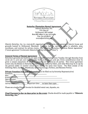 Sample Rental Agreement Contract - Sotterley Plantation