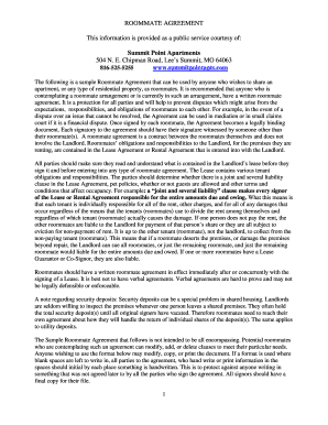 Roommate Agreement Template