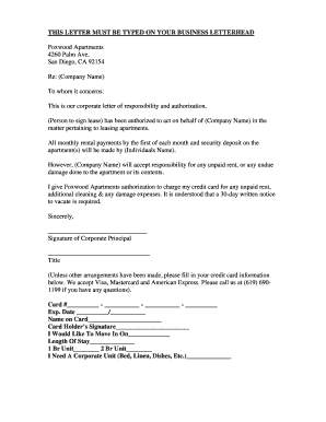 Authorization letter - foxwood apartments san diego