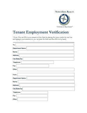 Tenant Employment Verification - nsrhomes.com