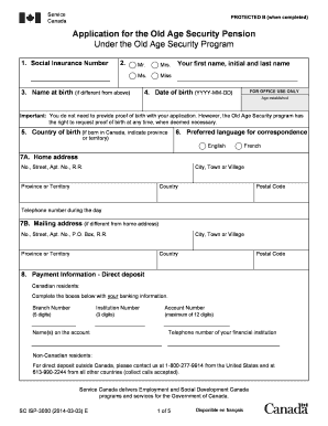 Old Age Security Pension Application
