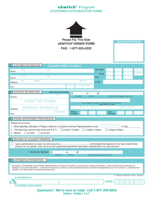 eSwitch Customer Authorization Form