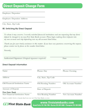 Direct Deposit Change Form