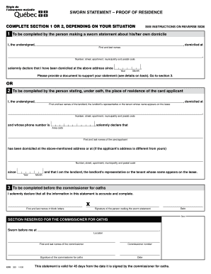 Form gen 853 - blank sworn statement form