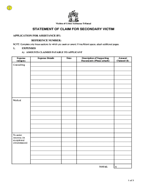 Victims of Crime Assistance Tribunal Statement of Claim
