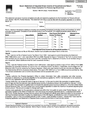 Florida Senior Citizen Exemption Form DR 501SC