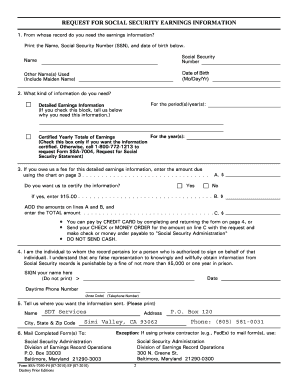 Request for Social Security Earnings Information