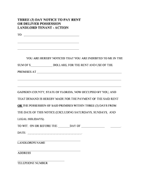 Three Day Notice to Pay Rent or Deliver Possession