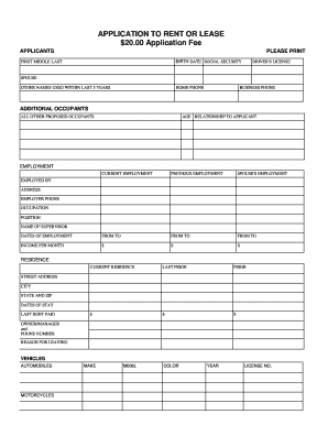 Application to Rent or Lease