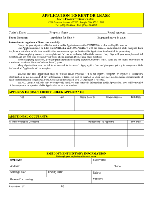 Application to Rent or Lease