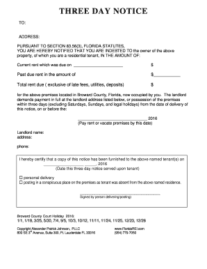 Florida Three Day Notice