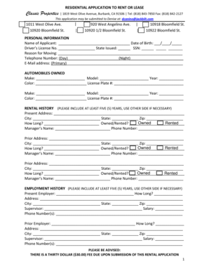 Residential Rental Application