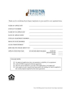 Styron Square Apartments Rental Application