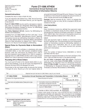 Connecticut Form CT-1096 ATHEN 2013