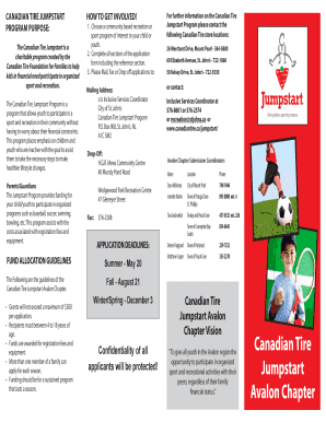 Canadian Tire Jumpstart Program Application