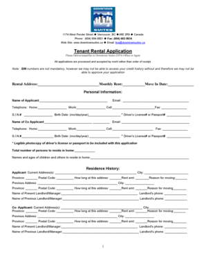 Tenant Rental Application