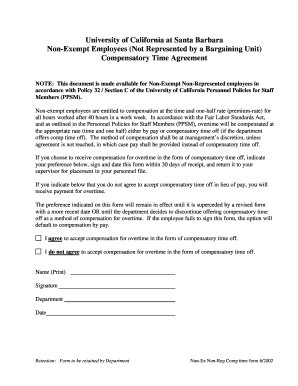University Compensatory Time Agreement