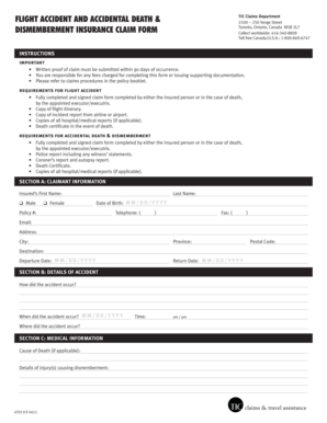 Dismemberment Insurance Claim Form