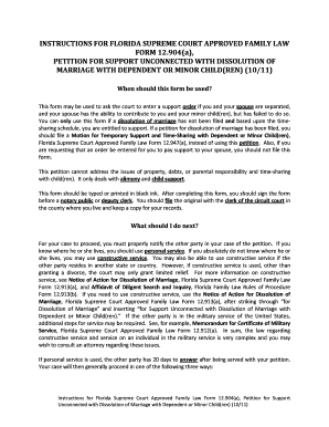 Florida Petition for Support Unconnected with Dissolution of Marriage