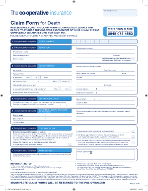 Pet Death Claim Form
